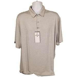 Callaway Men's 2XL Golf‎ Polo Shirt White W/ Black Stripes NWT